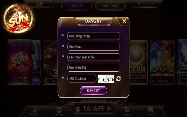 Đăng ký tham gia slots thần tài Sunwin